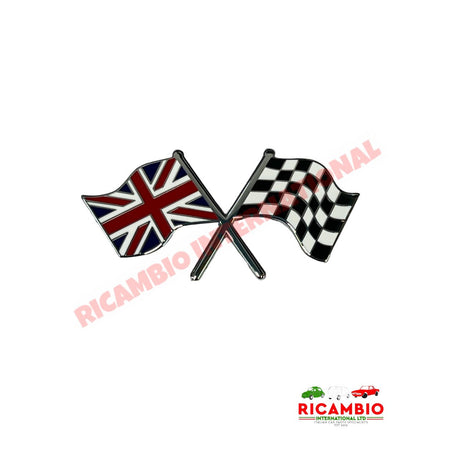 Enamel Metal Badge (British & Chequered Flag) - Badges & Emblems