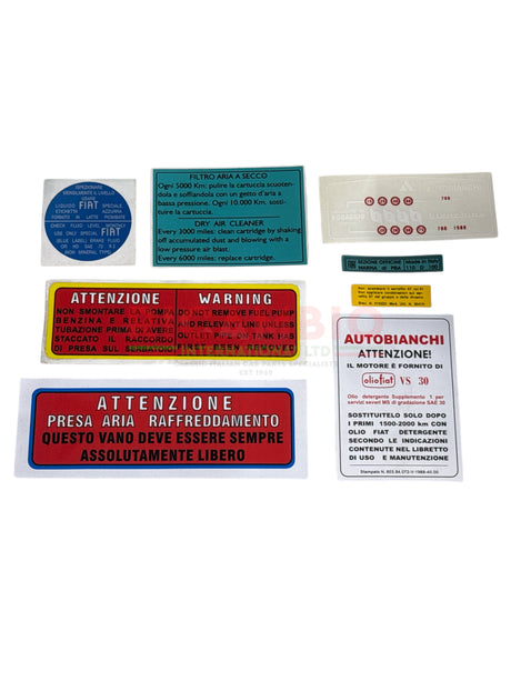 Engine Bay Sticker Kit (BEST QUALITY) - Autobianchi Bianchina Trasformabile,Cabrio & Berlina - Engine Bay Stickers