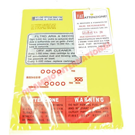 Engine Bay Sticker Kit (BEST QUALITY) - Classic Fiat 500 - Classic Fiat 500 Parts & Spares