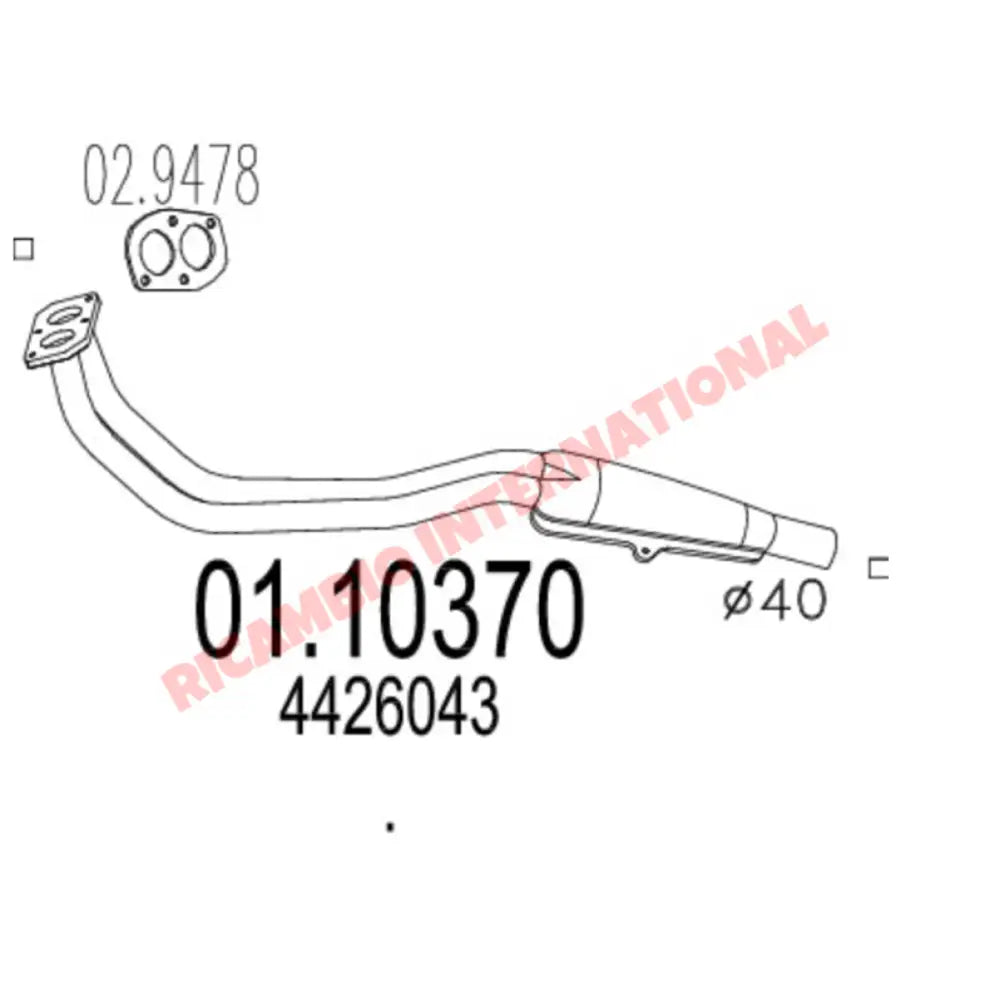 Exhaust Down Pipe & Gasket - Fiat 127 - 127 & 128
