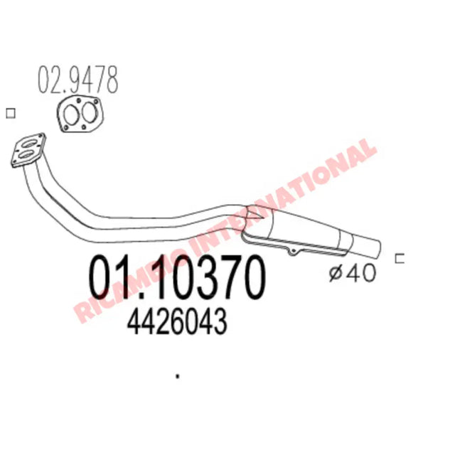 Exhaust Down Pipe & Gasket - Fiat 127 - 127 & 128