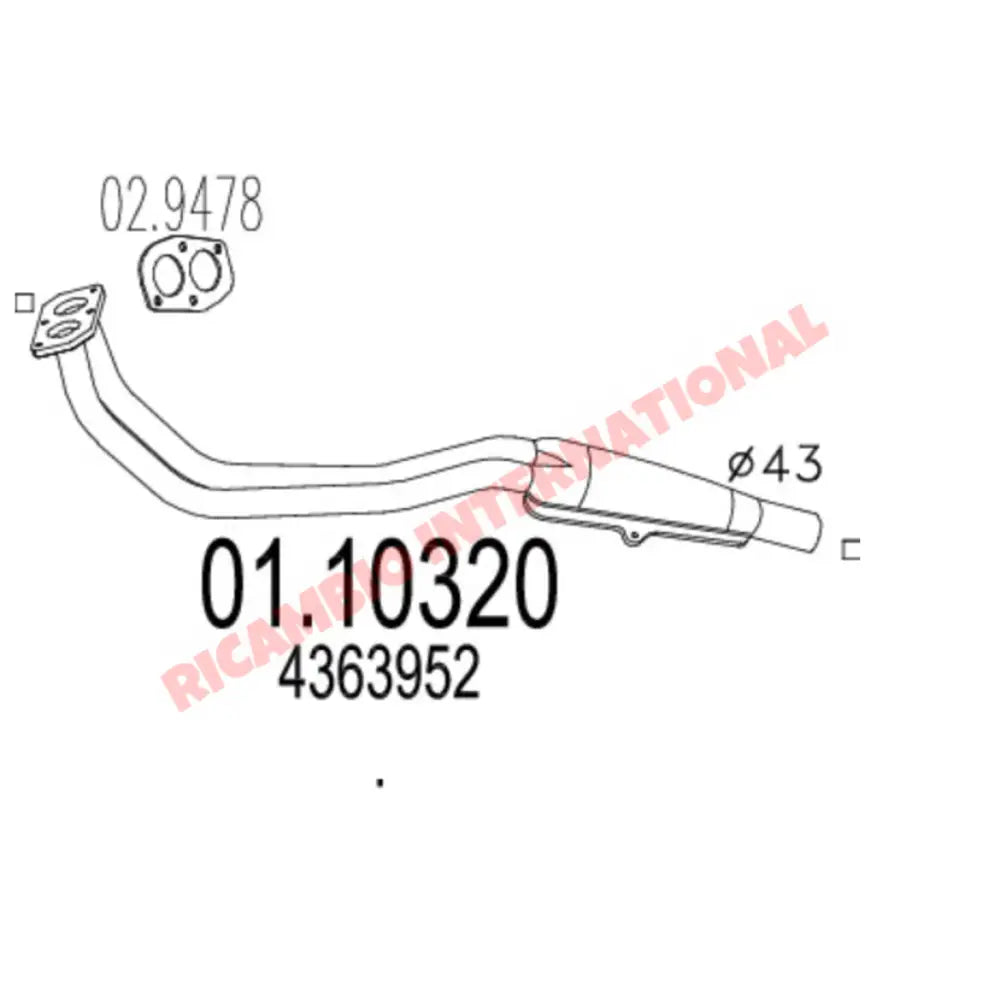Exhaust Down Pipe & Gasket - Fiat 127 - 127 & 128