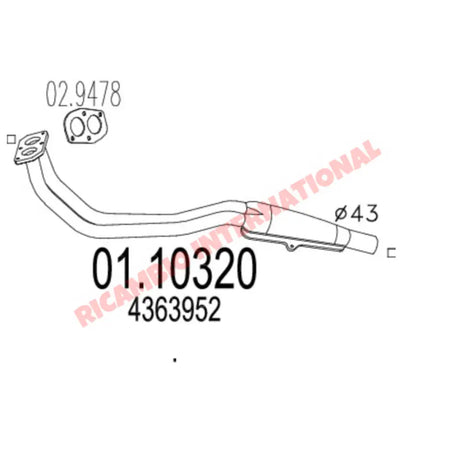 Exhaust Down Pipe & Gasket - Fiat 127 - 127 & 128