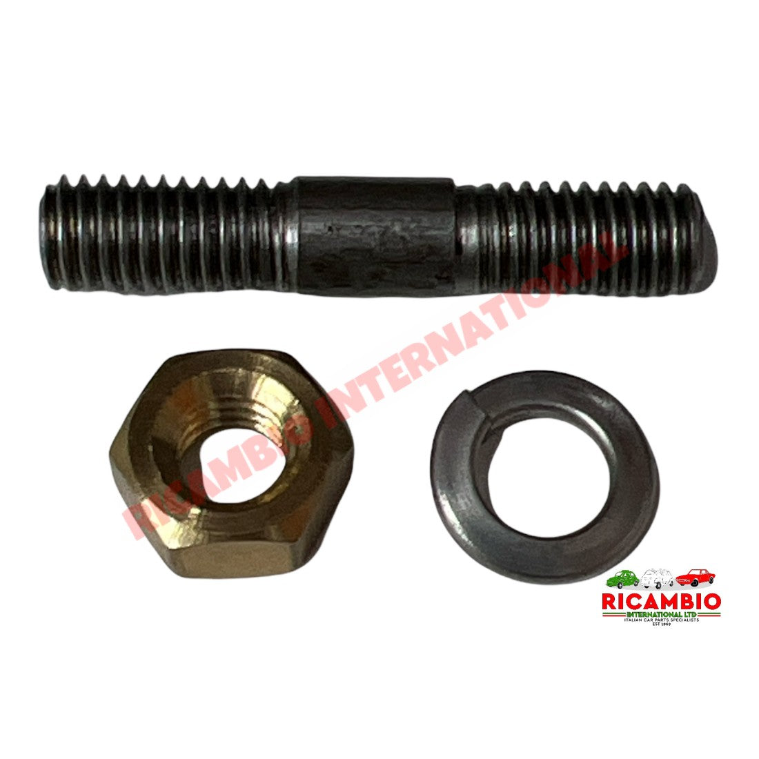 Exhaust Stud,Brass Nut & Spring Washer - Classic Fiat Lancia - Exhaust