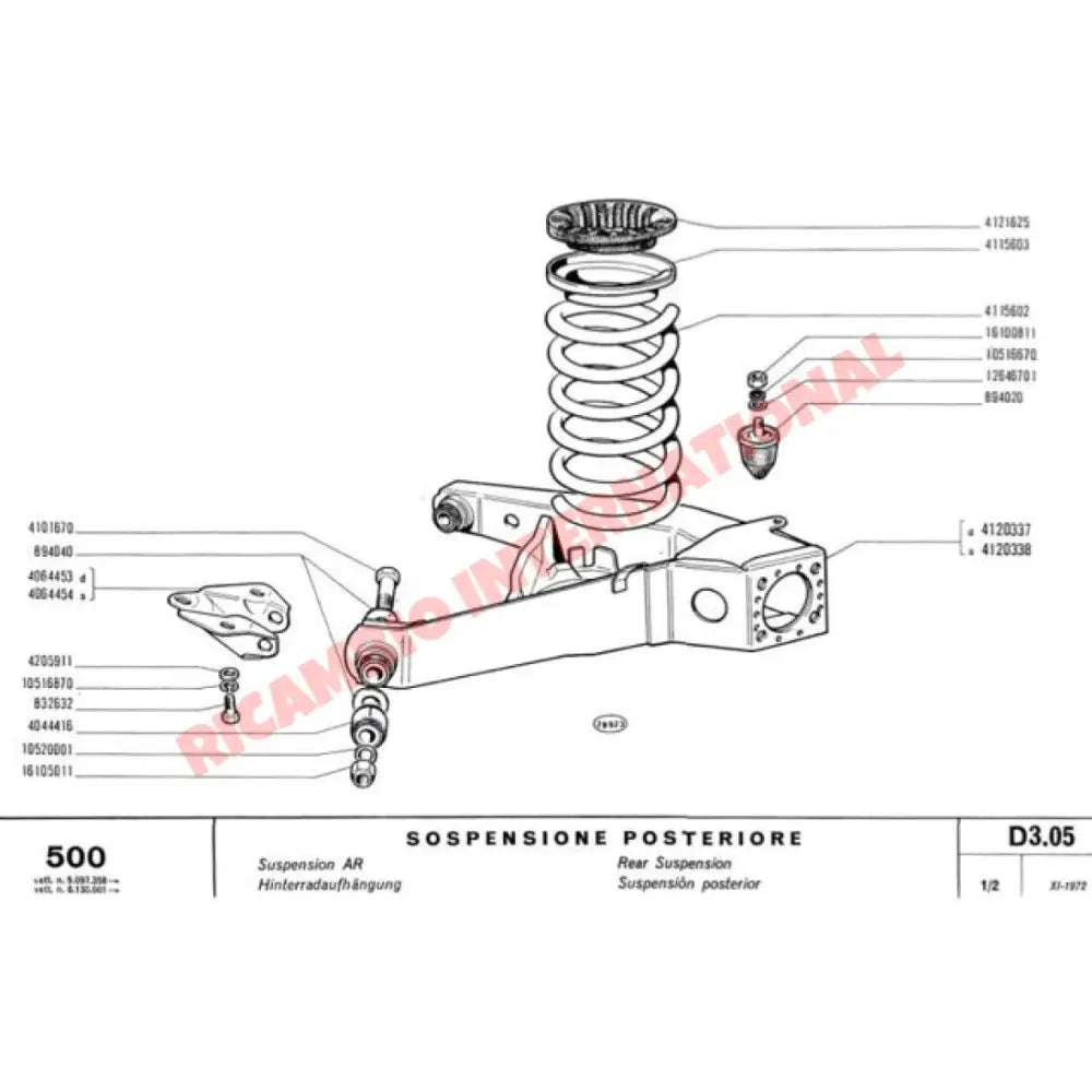 Ferrari Red Rear Lowered Coil Spring Kit (185mm) - Classic Fiat 500 - Suspension Parts