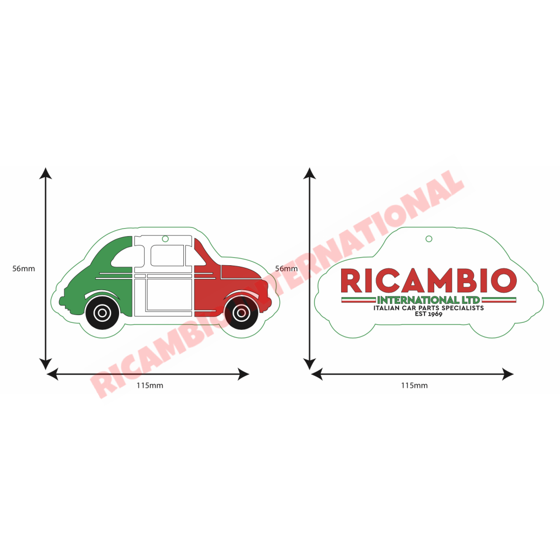 Fiat 500 Tricolore Car Air Freshener - Bubble Gum - Service Items