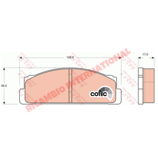Front Brake Pad Set - Autobianchi A112,Fiat 850,900,124,125,127,128,131,132,Strada,Ritmo,X19,Lancia A112
