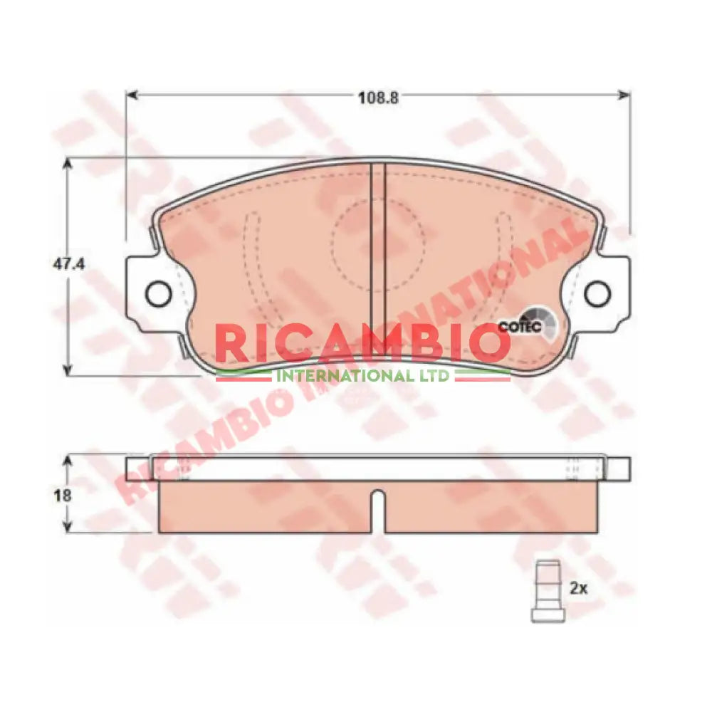 Front Brake Pads Set - Classic Fiat Panda Uno Strada Ritmo Regata,900E,Y10 - Front Brakes and Related Parts