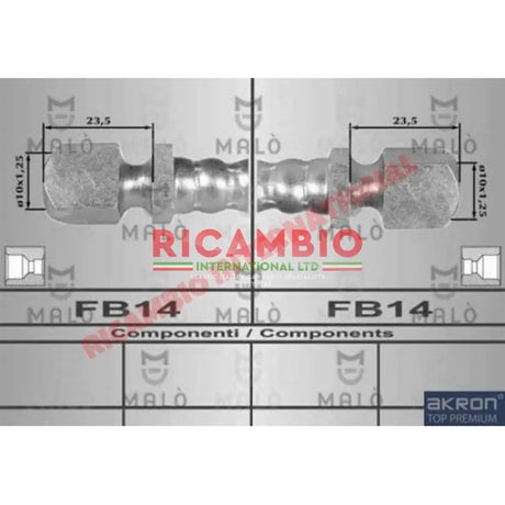 Front Flexible Brake Hose (380mm) - Lancia Fulvia S2 & S3 - Lancia Fulvia Brake Part & Components