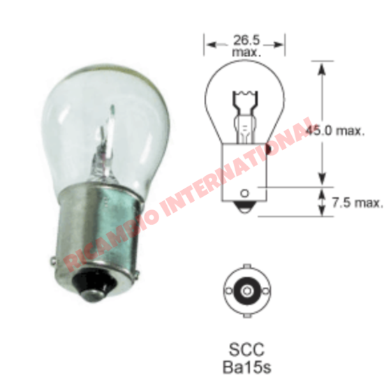 Front Indicator CLEAR Bulb 21/5W (380) - Classic Fiat 500 600 850 Lancia Fulvia PLUS MANY OTHER MODELS - Lights - Lamps