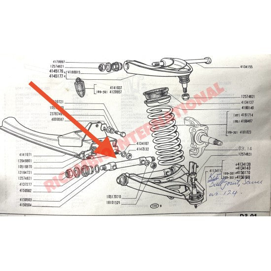 Front Lower Wishbone Link & Bush Assembly - Fiat 124 - Suspension Parts