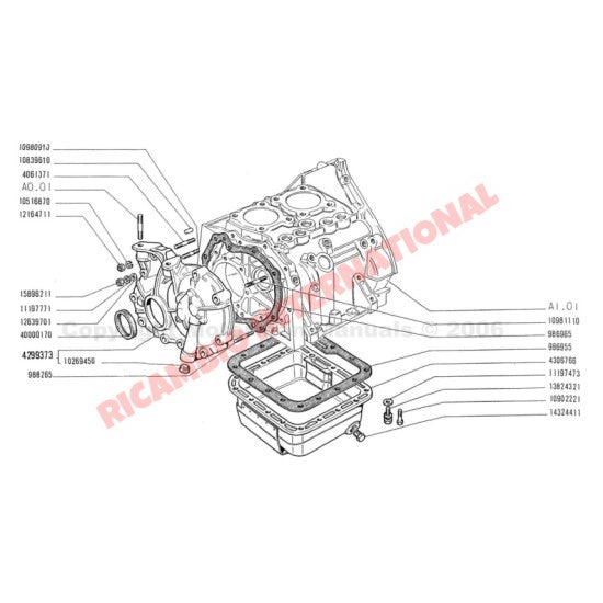 Front Oil Pump/Timing Chain Cover & Gasket - Classic Fiat 500 - Reconditioned Parts