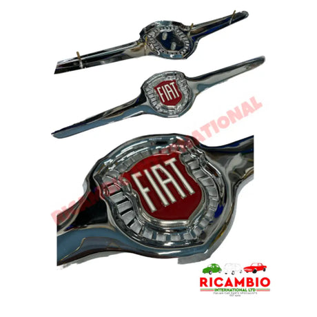 Front Polished Chrome Fiat Badge & Fittings - Classic Fiat 500 - Badges and Emblems