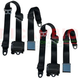Front Seat Belt Kit Automatic (BLACK & CHROME) - Classic Fiat 500 126 600 850 900 - Classic Fiat 500 Parts & Spares