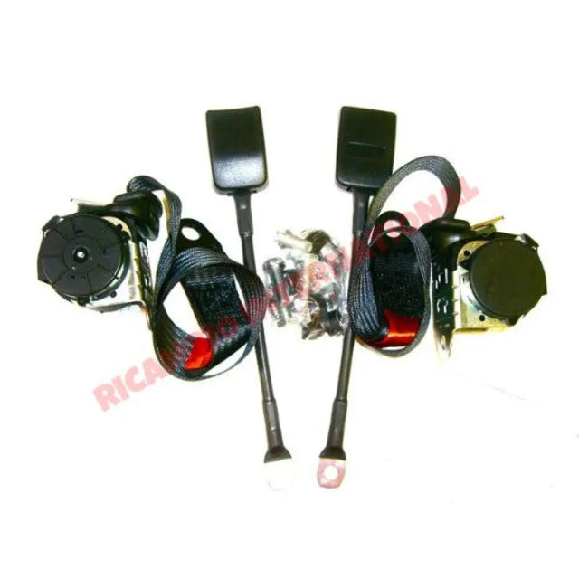 Front Seat Belt Kit Automatic (BLACK) - Classic Fiat 500 126 600 850 900 - Classic Fiat 500 Parts & Spares