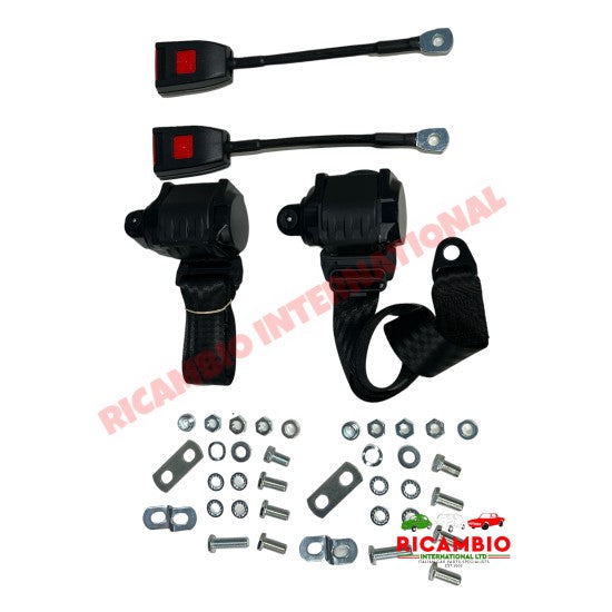 Front Seat Belt Kit Automatic (BLACK) - Lancia Fulvia - Lancia Fulvia Interior Parts