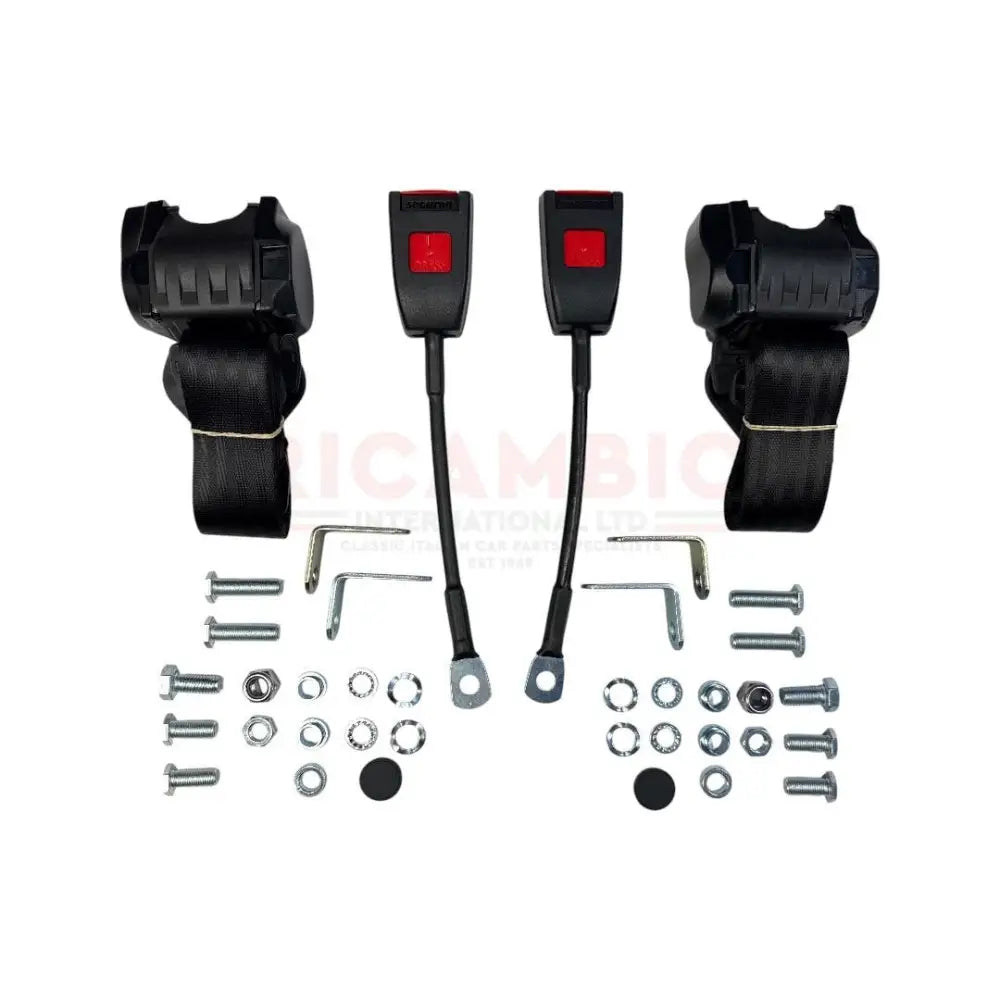 Front Seat Belt Kit Automatic - Classic Fiat 500 126 600 850 900 - Black - Classic Fiat 500 Parts & Spares