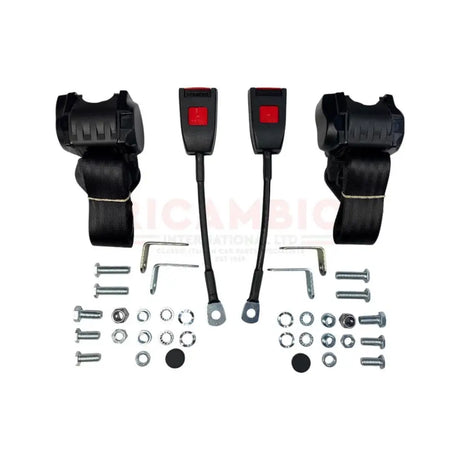 Front Seat Belt Kit Automatic - Classic Fiat 500 126 600 850 900 - Black - Classic Fiat 500 Parts & Spares