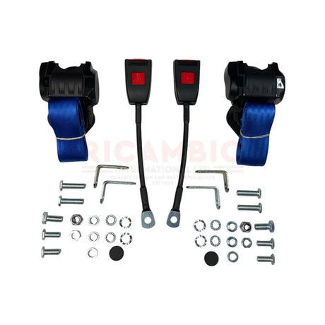 Front Seat Belt Kit Automatic - Classic Fiat 500 126 600 850 900 - Blue - Classic Fiat 500 Parts & Spares