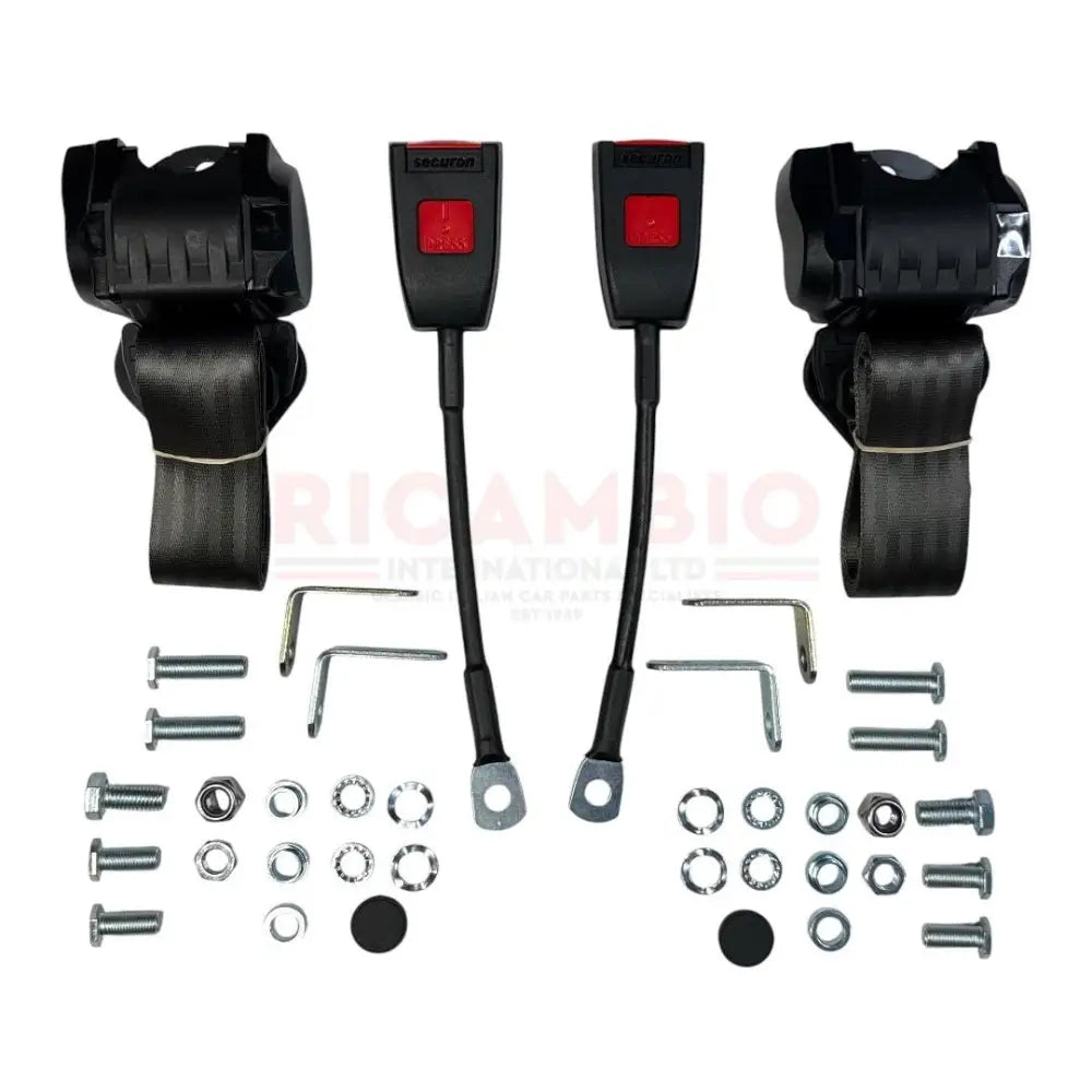 Front Seat Belt Kit Automatic - Classic Fiat 500 126 600 850 900 - Grey - Classic Fiat 500 Parts & Spares
