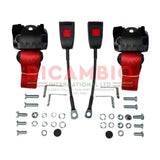 Front Seat Belt Kit Automatic - Classic Fiat 500 126 600 850 900 - Red - Classic Fiat 500 Parts & Spares
