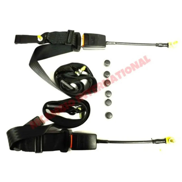 Front Seat Belt Kit Static (BLACK) - Classic Fiat 500 126 600 850 900 - Classic Fiat 500 Parts & Spares