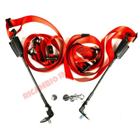 Front Seat Belt Kit Static (RED) - Classic Fiat 500 126 600 850 900 - Classic Fiat 500 Parts & Spares