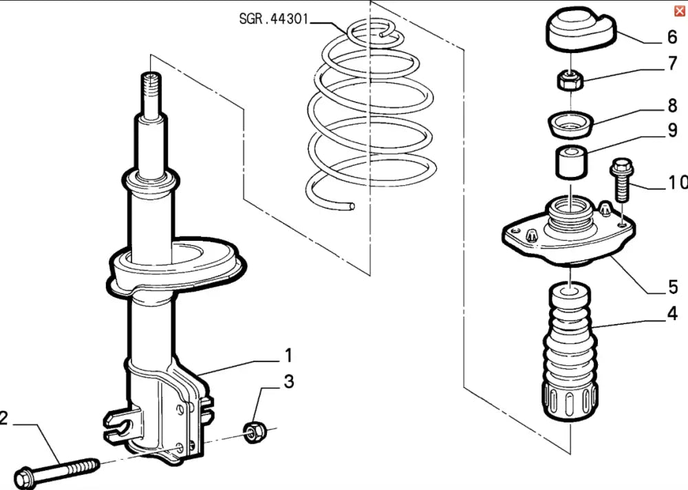 Front Shock Absorber Dust Cover Kit - Fiat Punto