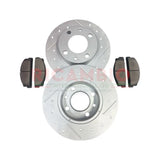 Front Sports Brake Disc & Pad Kit (2) - Fiat 850,900,124,125,127,128,131,132,Strada,Ritmo,Classic Panda,Uno,X19