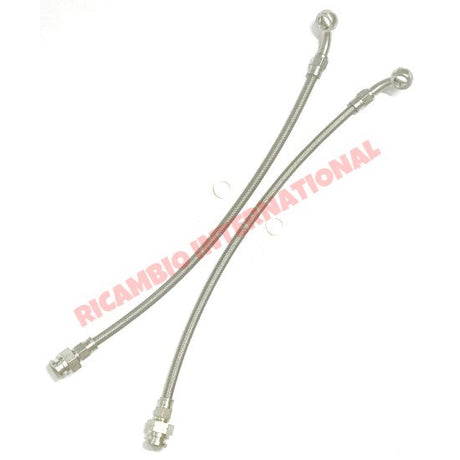Front Stainless Steel Braided Brake Hoses & Washers - Classic Fiat 500 126 - Uprated Brake Parts