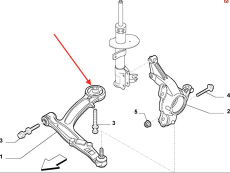 Front Suspension Arm UPRATED Bush - Abarth New 500 NewPanda
