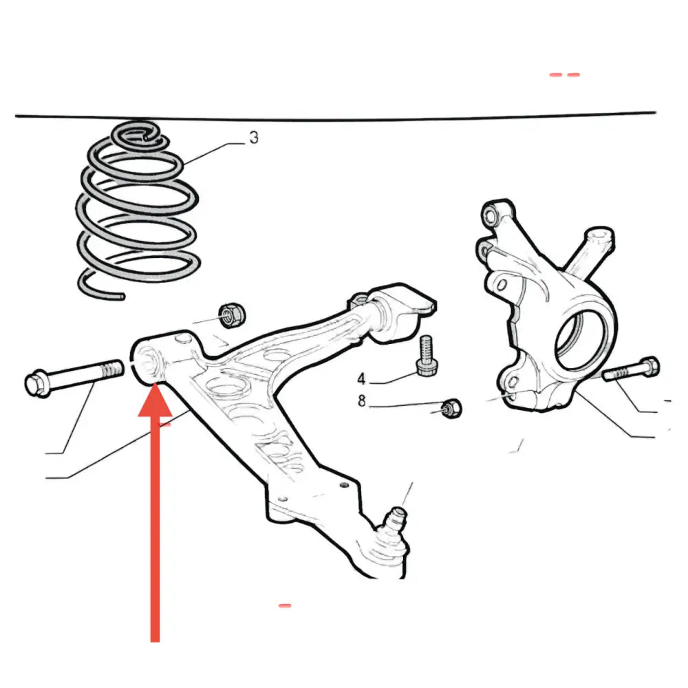 Front Suspension Arm UPRATED Bush Kit - Fiat Barchetta,Punto,Cinquecento,Seicento,Uno