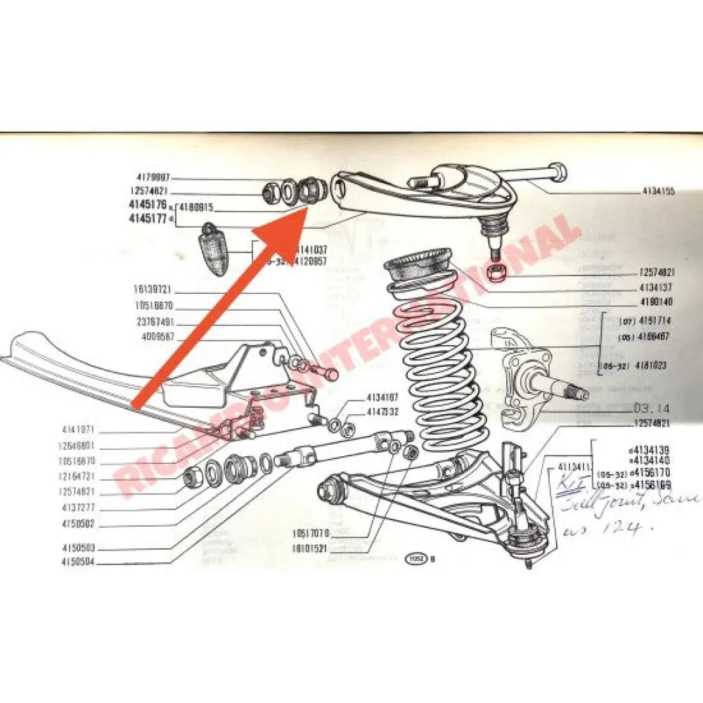 Front Top Suspension Arm/Wishbone Bush - Fiat 124 - Suspension Parts
