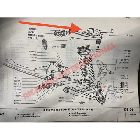 Front Top Wishbone Bush & Bolt Assembly - Fiat 124 - Suspension Parts