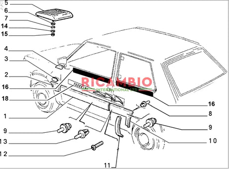 Front Wing Rubber Plug Kit - Classic Fiat Panda - Rubber Parts and Grommets