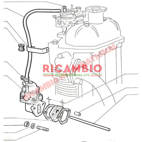 Fuel Hose Feed Bracket,Rubber Bush & Fittings - Classic Fiat 500 126 Autobianchi Bianchina - Fuel System