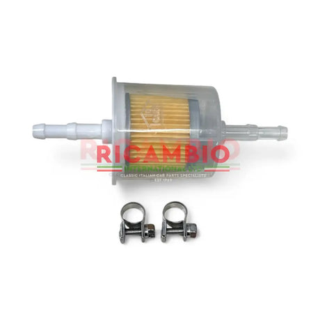 Fuel Petrol Filter - Fiat Lancia and Alfa Romeo - Large Filter with clips 50mm - Fuel System