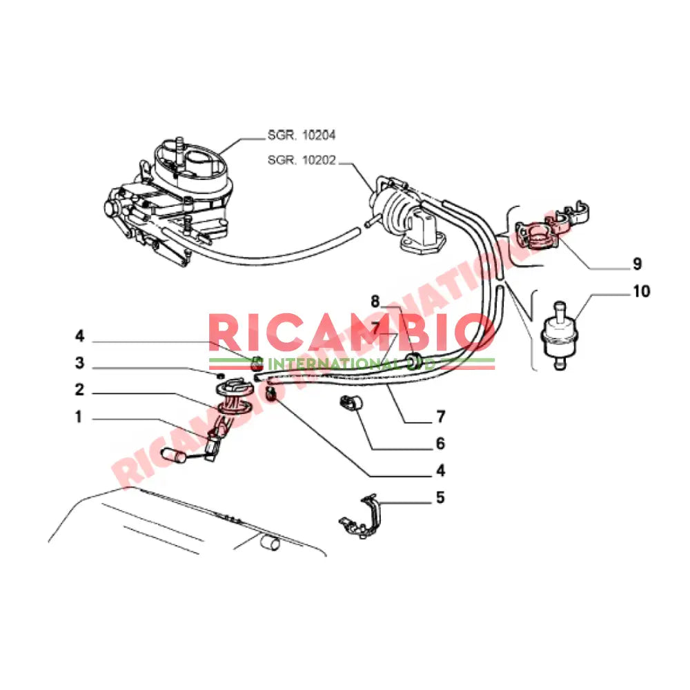 Fuel Petrol Filter & Two Hose Clips - Fiat Lancia and Alfa Romeo - Fuel System