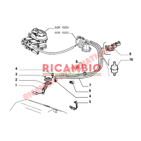 Fuel Petrol Filter & Two Hose Clips - Fiat Lancia and Alfa Romeo - Fuel System