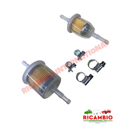 Fuel Petrol Filter & Two Hose Clips - Fiat Lancia and Alfa Romeo - Fuel System