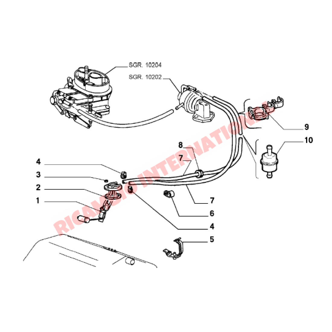 Fuel Petrol Filter & Two Hose Clips - Fiat Lancia and Alfa Romeo - Fuel System
