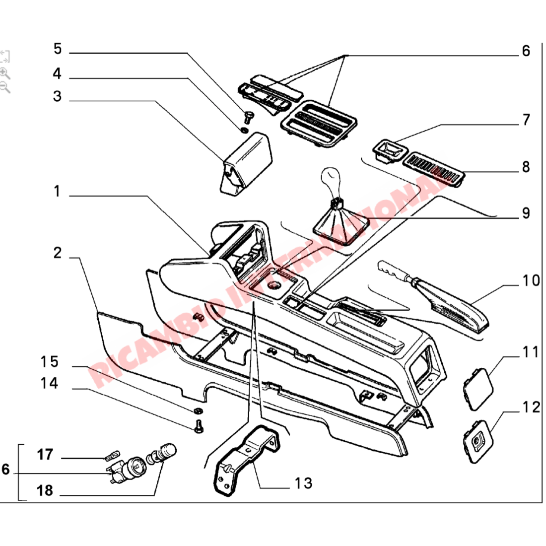 Gear Lever & Hand Brake Lever Cowling Kit - Lancia Thema - Gearbox