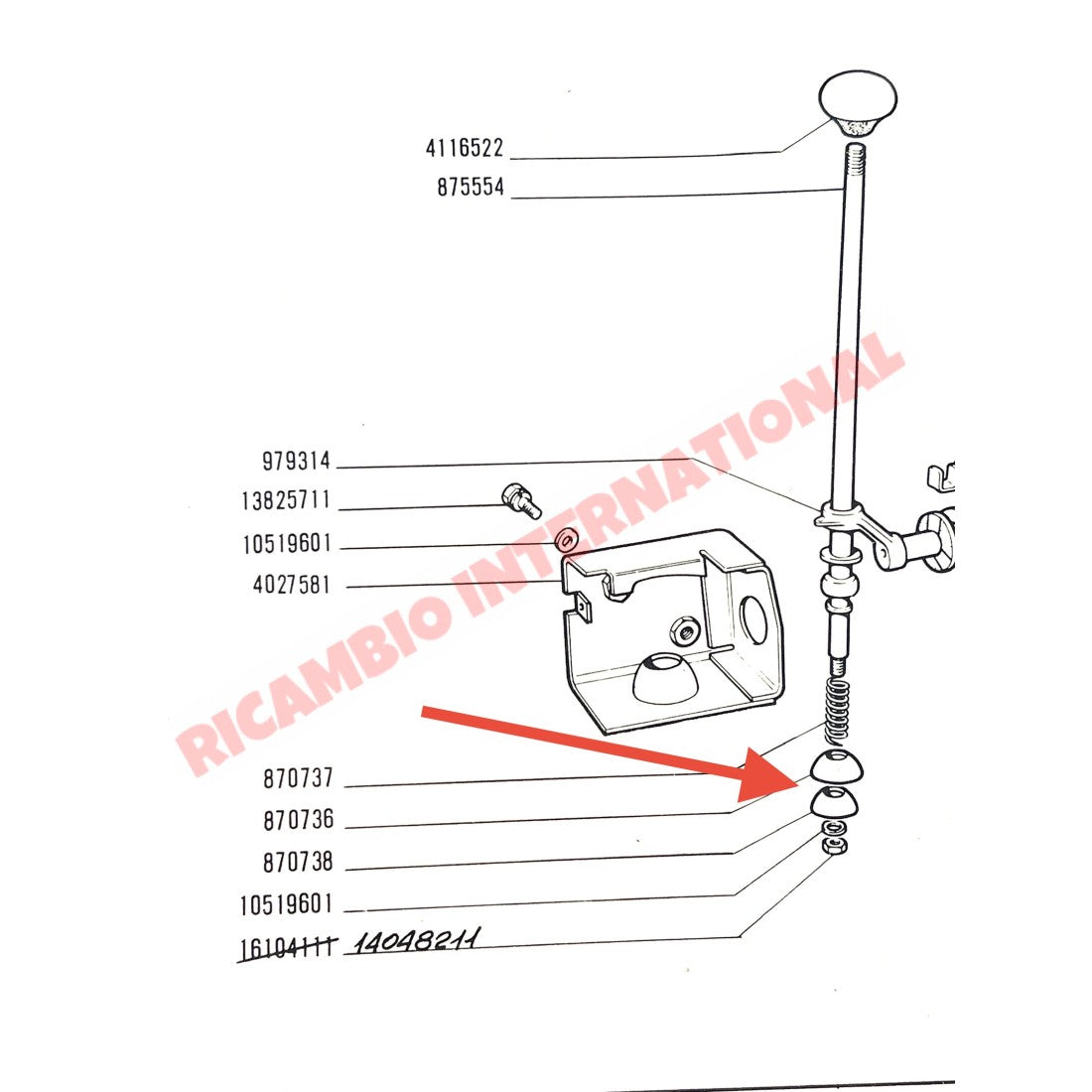 Gear Lever Top & Bottom Cup Kit - Classic Fiat 500,126 Autobianchi Bianchina - Clutch and Transmission Parts