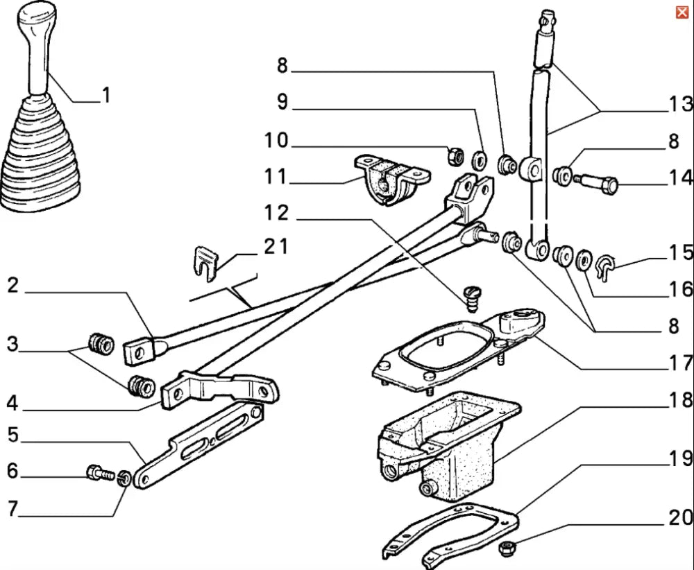 Gear Linkage Bush Kit - Classic Fiat Panda,Uno 127 Lancia Delta Thema - Clutch & Transmission Parts