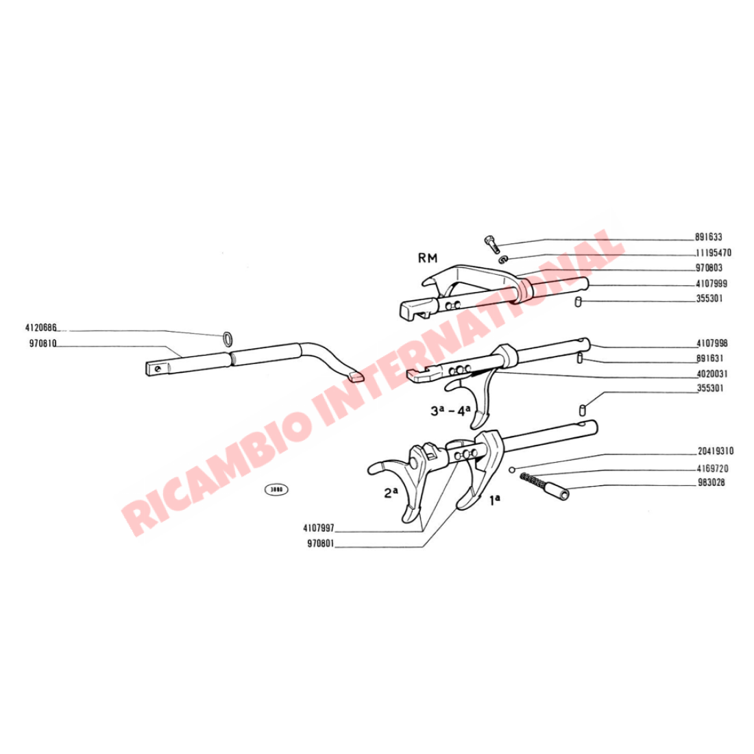 Gear Selector Fork 1st - Classic Fiat 500 126 - Gearbox and Parts