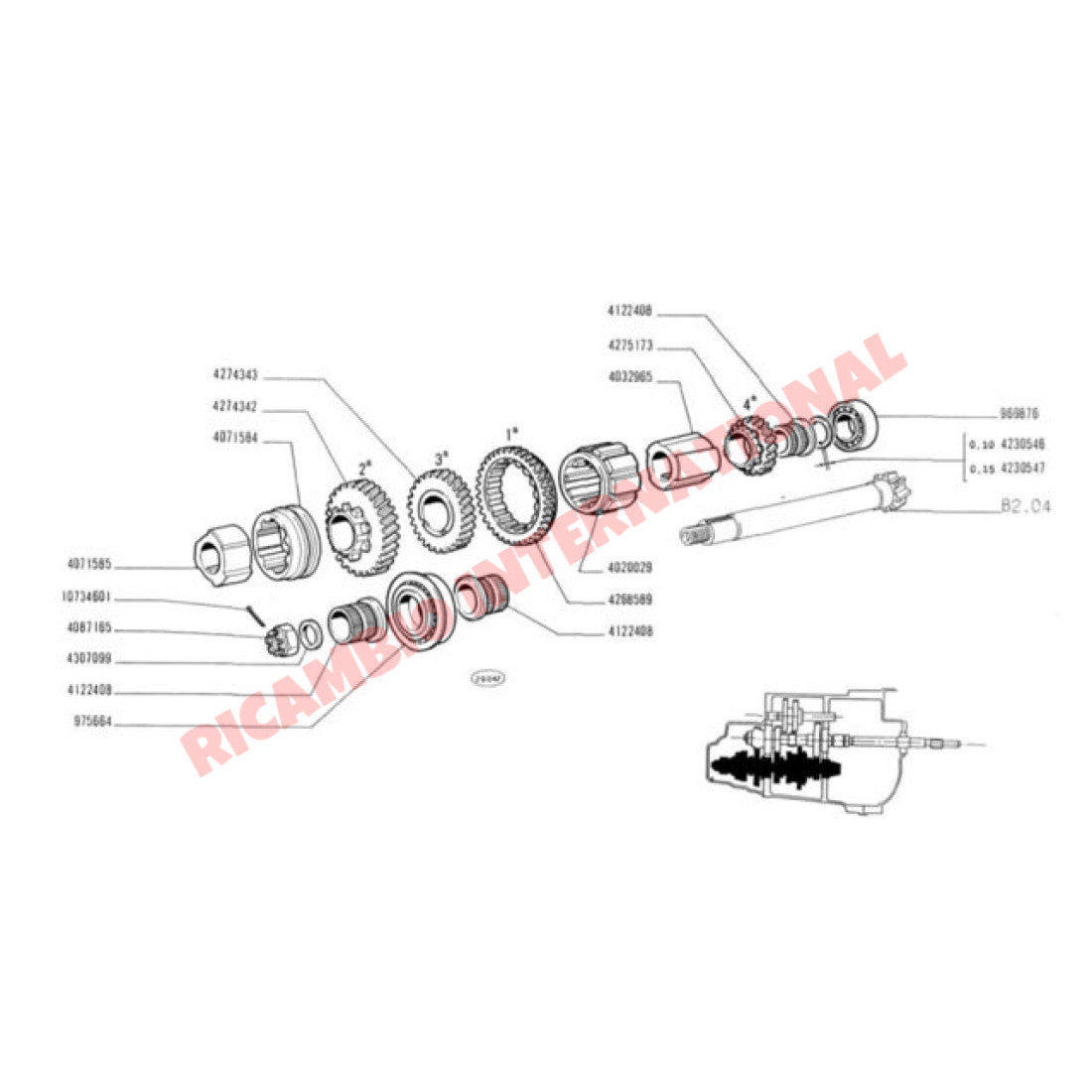 Gearbox Fourth 4th Gear - Classic Fiat 500 126 - Gearbox and Parts