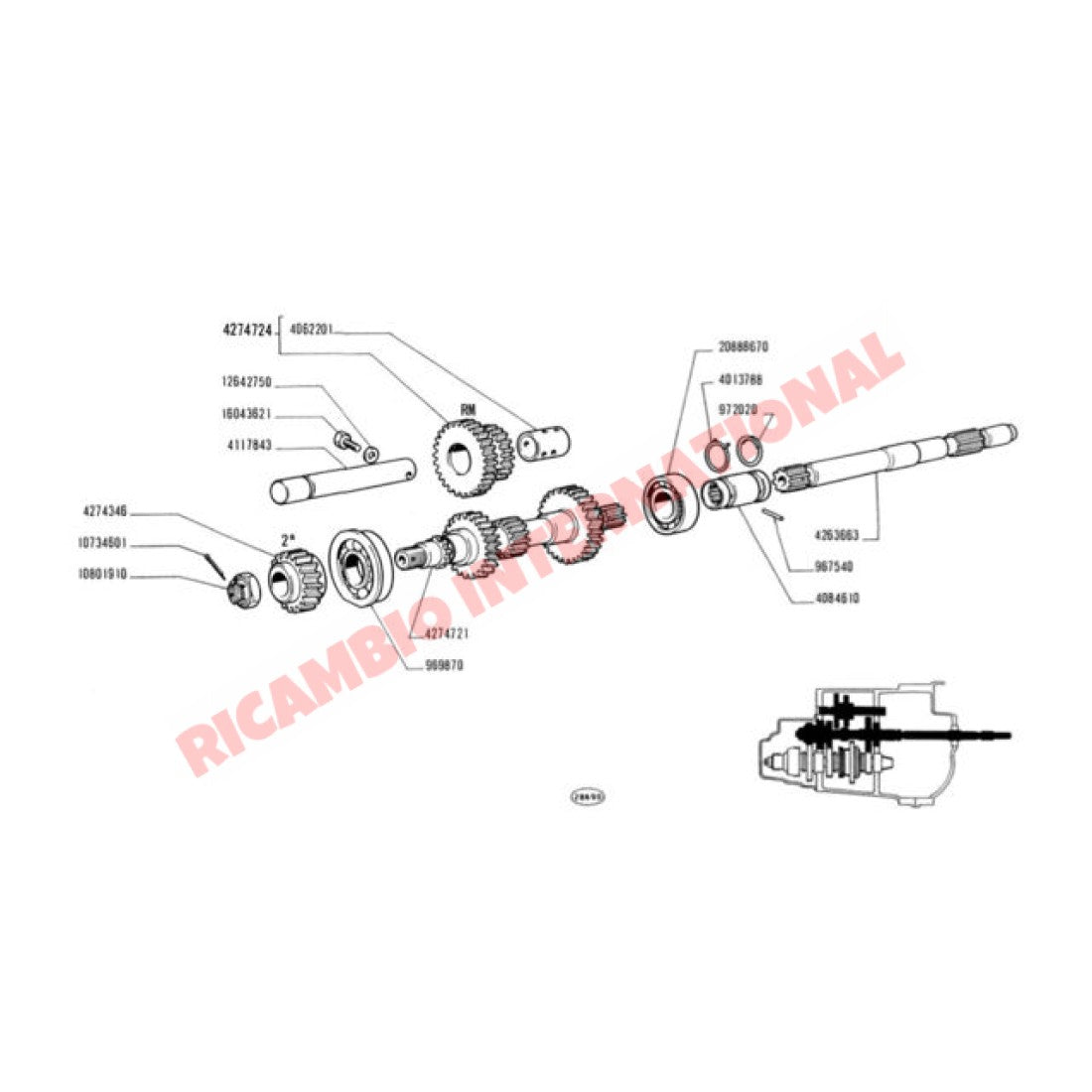 Gearbox Main Shaft Castle Nut - Classic Fiat 500 - Gearbox and Parts