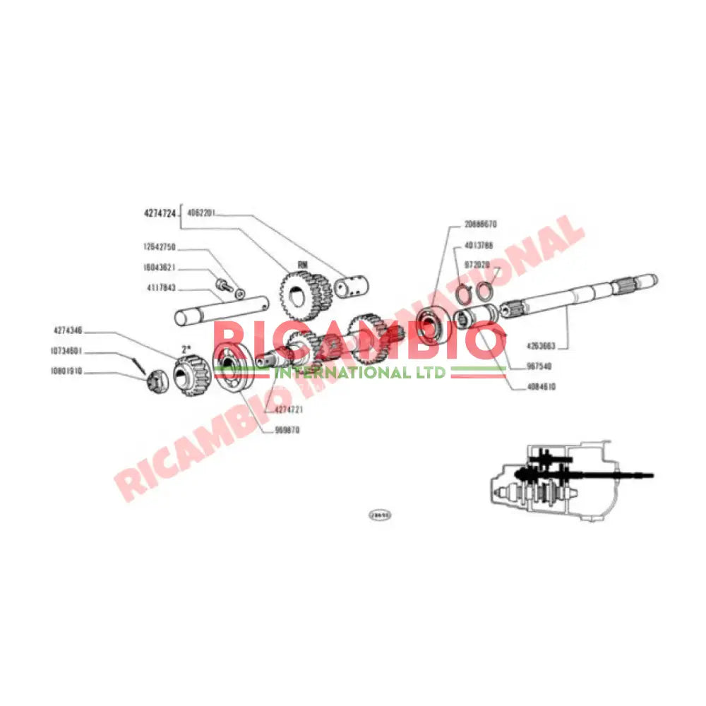 Gearbox Main Shaft Castle Nut - Classic Fiat 500 - Gearbox and Parts