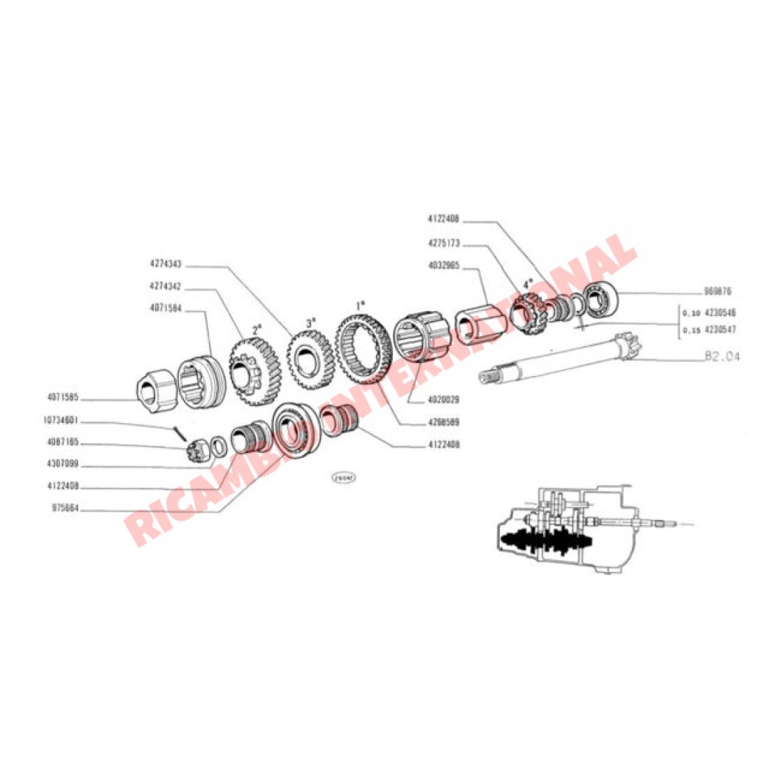 Gearbox Second 2nd Gear - Classic Fiat 500 126 - Gearbox and Parts