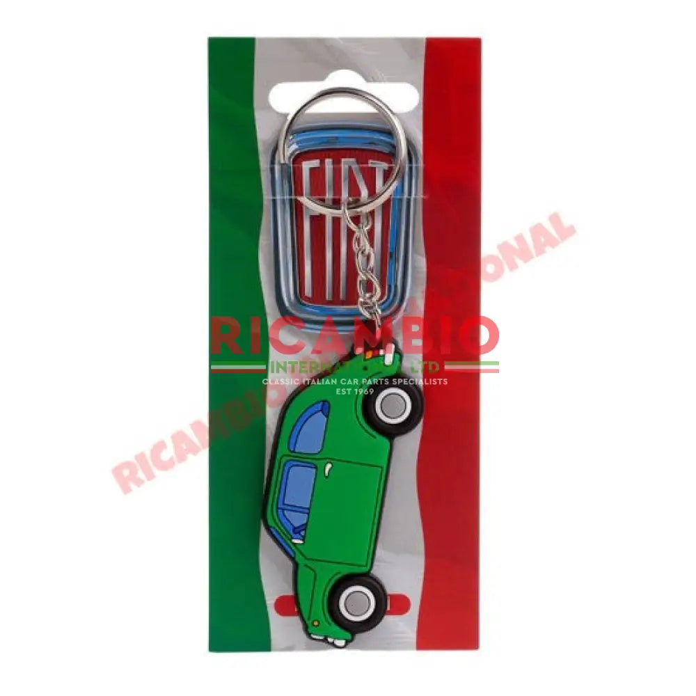 Green Fiat 500 PVC Keyring - Gifts - Confectionary - Furniture and Novelty Items